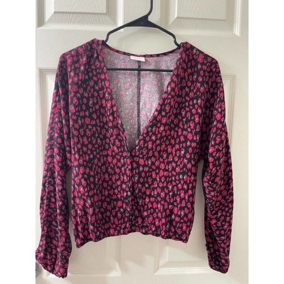 Abound | Pink Leopard Print Long Sleeve Blouse | Size XS - Picture 1 of 1